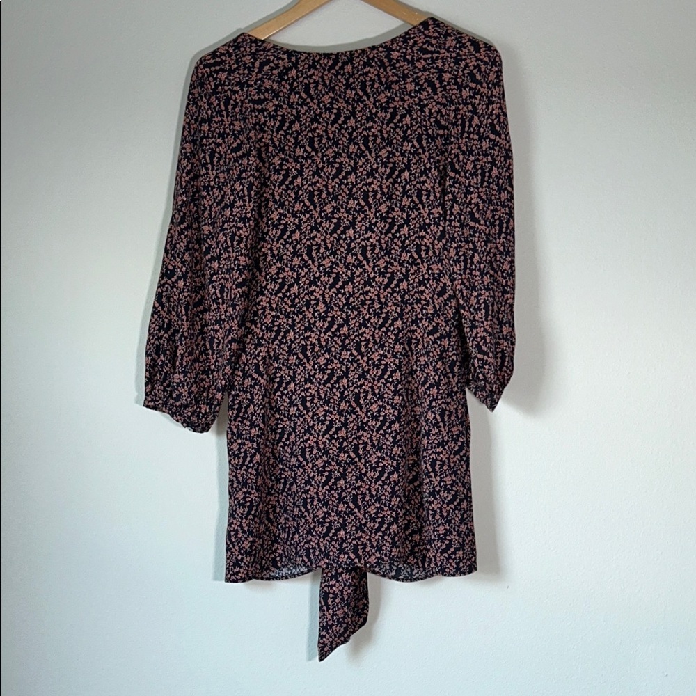 Free People Tunic Mini Dress Or Top Floral Tie Wrap Front Sz S - Picture 3 of 14